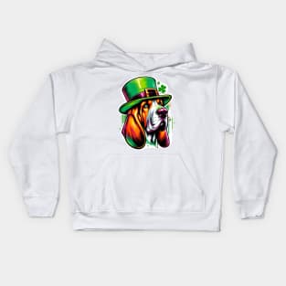 Bloodhound in Saint Patrick's Day Festive Mood Kids Hoodie